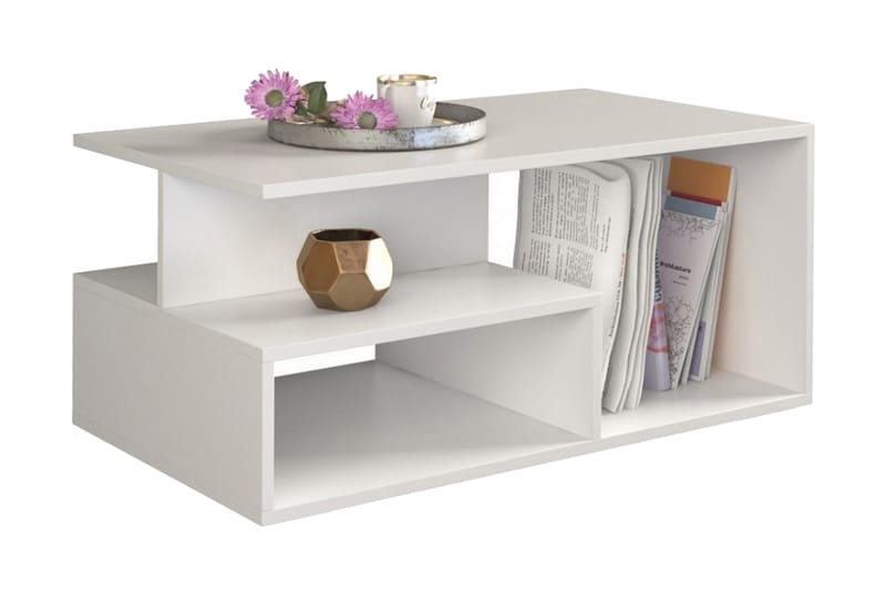 Primm Soffbord 90 cm med Förvaring Hyllor - Vit - Möbler - Bord & matgrupper - Soffbord