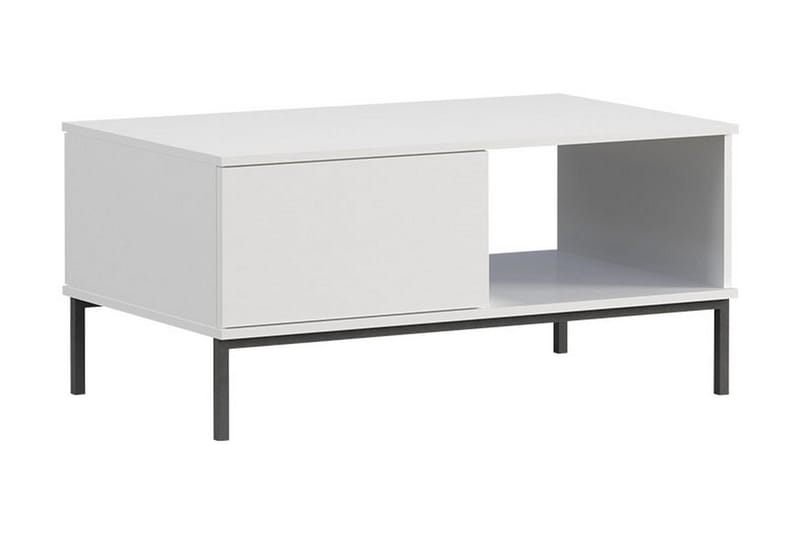 Querty Soffbord 100 cm med Förvaring Hylla + Låda - Vit/Svart - Möbler - Bord & matgrupper - Soffbord