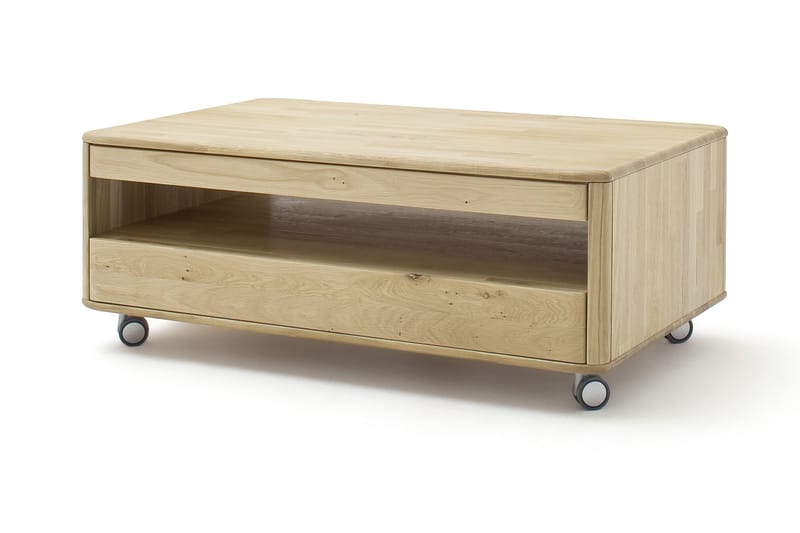 Ravello Soffbord 115 cm med Förvaring Hylla + Låda på Hjul - Ek - Möbler - Bord & matgrupper - Soffbord