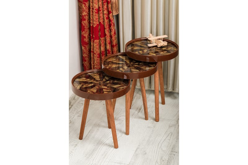 Sanjoan Satsbord 38 cm 3-pack - Mörkbrun/Natur - Möbler - Möbelset - Möbelset för kontor