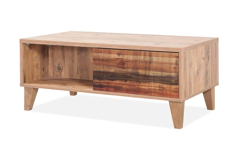 Sapphira Soffbord 110 cm med Förvaring Hyllor + Luckor - Trä/Rödbrun/Betsad - Möbler - Bord & matgrupper - Soffbord