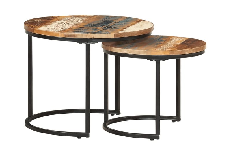 Satsbord 2 st massivt återvunnet trä - Brun - Möbler - Bord & matgrupper - Soffbord