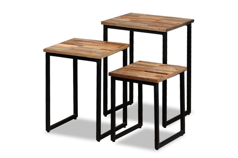 Satsbord 3 delar massivt återvunnet teakträ - Brun - Möbler - Bord & matgrupper - Soffbord