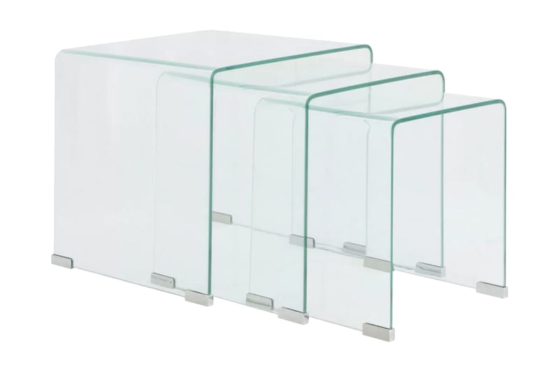 Satsbord 3 st bord härdat klarglas - Transparent - Möbler - Bord & matgrupper - Soffbord