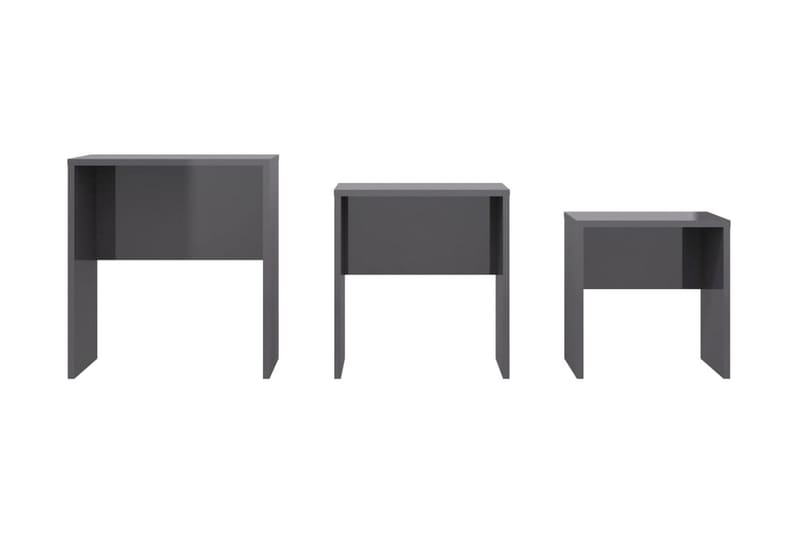 Satsbord 3 st grå högglans spånskiva - Grå - Möbler - Bord & matgrupper - Soffbord