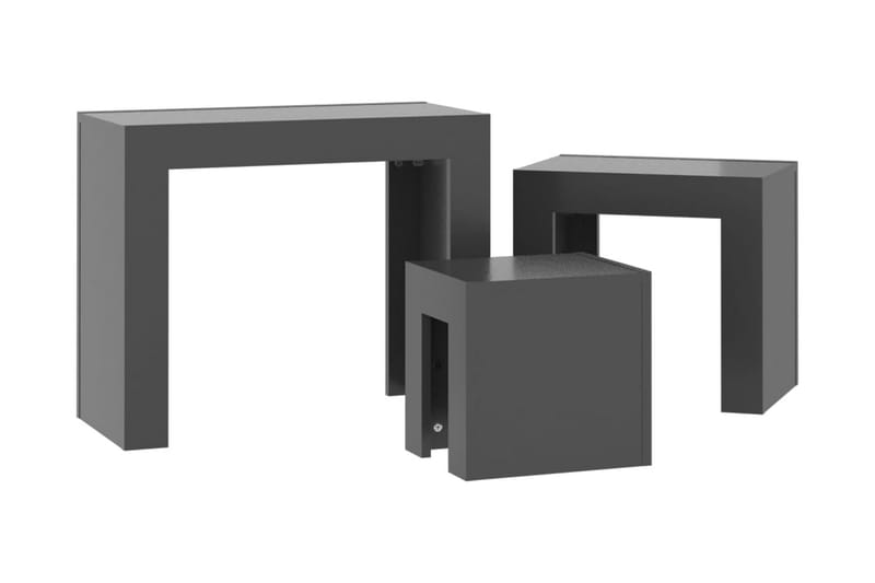Satsbord 3 st grå högglans spånskiva - Grå - Möbler - Bord & matgrupper - Avlastningsbord - Satsbord