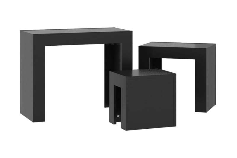 Satsbord 3 st svart högglans spånskiva - Svart - Möbler - Bord & matgrupper - Soffbord