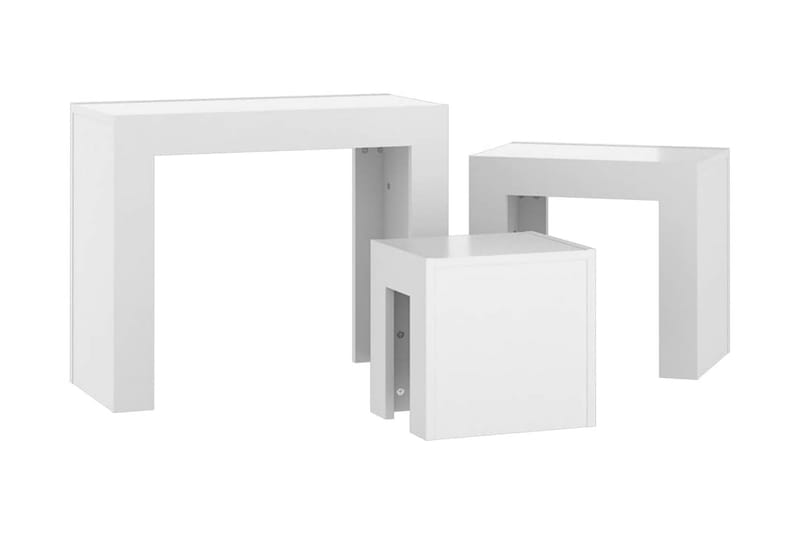 Satsbord 3 st vit högglans spånskiva - Vit - Möbler - Bord & matgrupper - Avlastningsbord - Satsbord