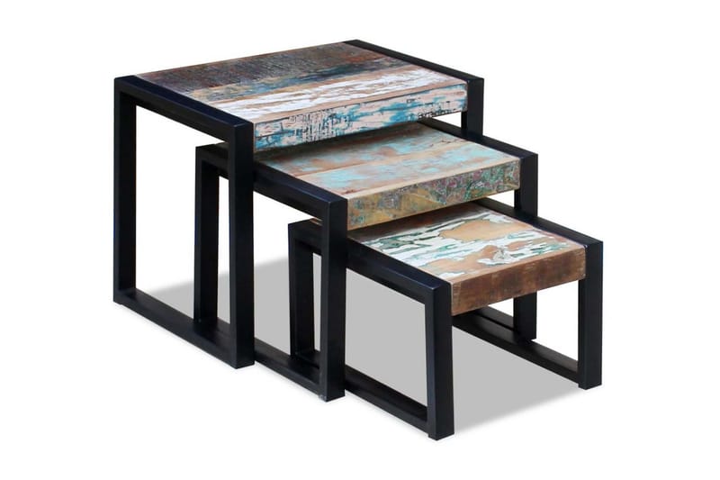 Satsbord i 3 delar återvunnet massivt trä - Flerfärgad - Möbler - Bord & matgrupper - Soffbord
