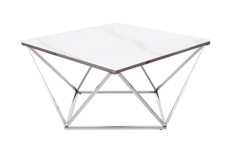 Silvero Soffbord 80 cm Marmormönster - Vit/Stål/Glas - Möbler - Bord & matgrupper - Avlastningsbord - Lampbord