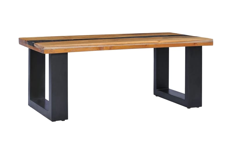 Soffbord 100x50x40 cm massivt teakträ och polyresin - Flerfärgad - Möbler - Bord - Soffbord