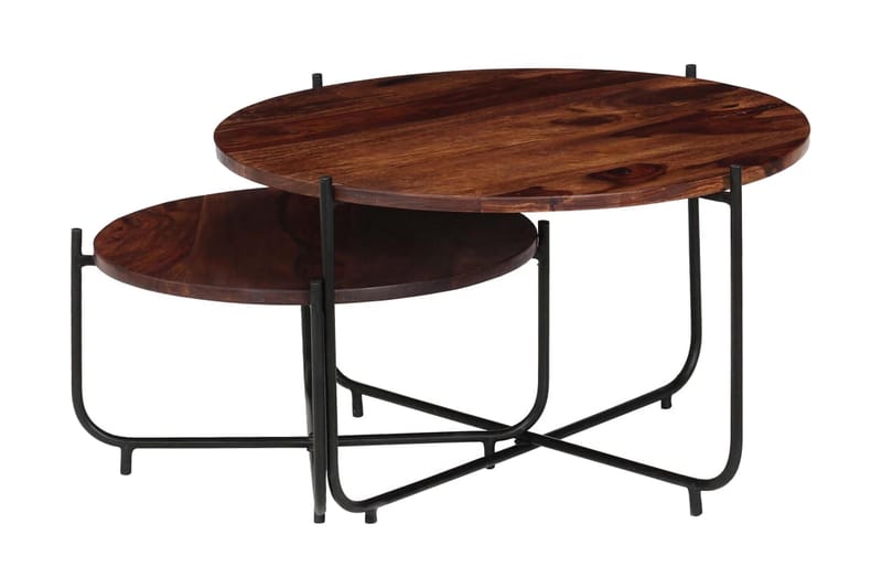 Soffbord 2 delar massivt sheshamträ 60x35 cm - Brun - Möbler - Bord & matgrupper - Soffbord
