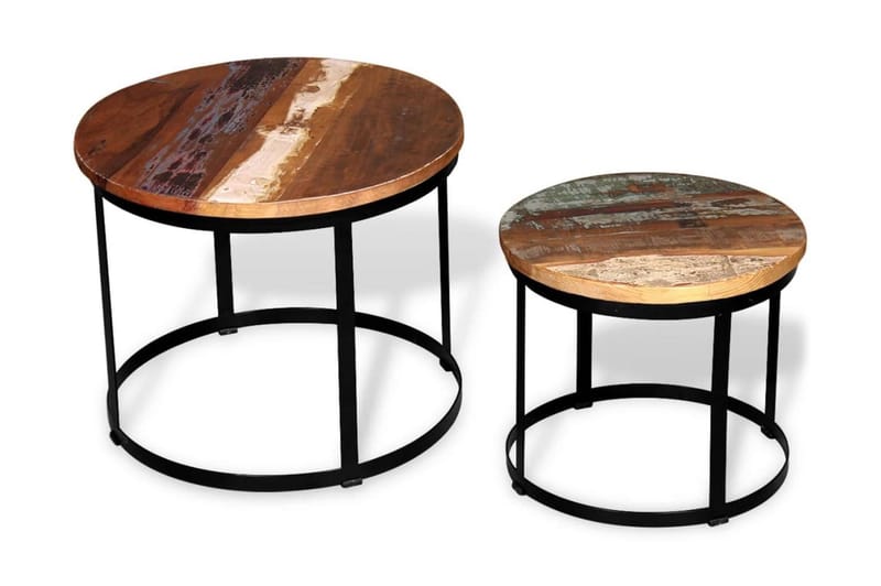 Soffbord 2 st återvunnet trä rund 40 cm/50 cm - Svart - Möbler - Bord & matgrupper - Avlastningsbord & sidobord - Brickbord & småbord