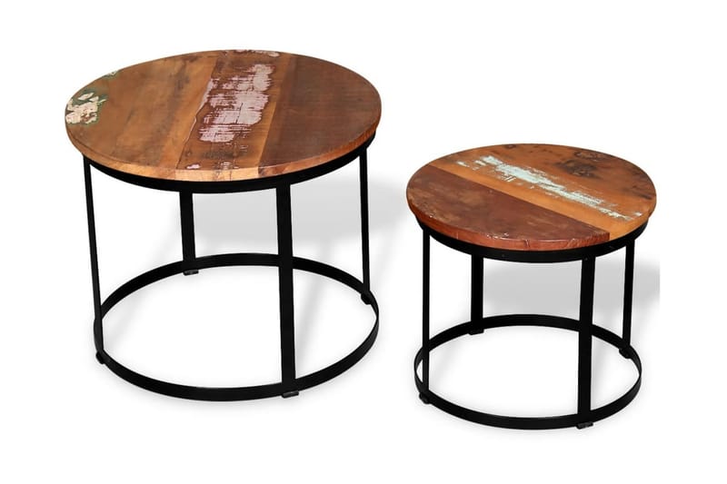 Soffbord 2 st återvunnet trä rund 40 cm/50 cm - Svart - Möbler - Bord & matgrupper - Soffbord