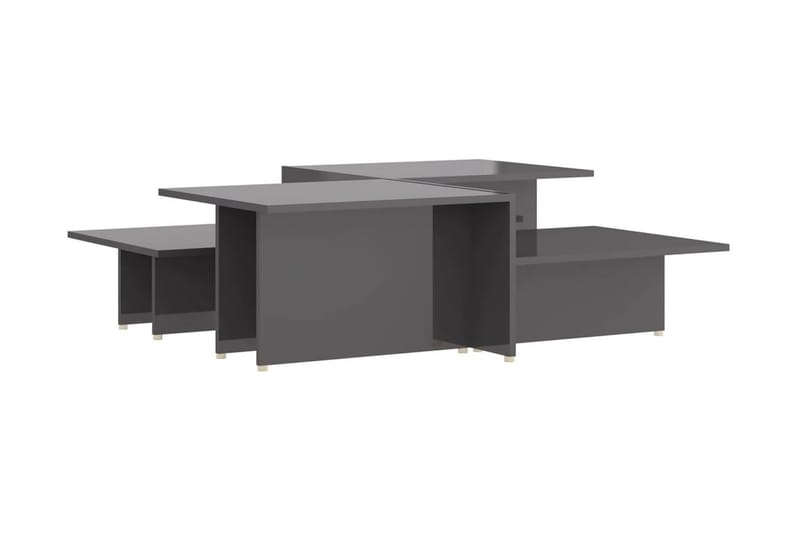 Soffbord 2 st grå högglans 111,5x50x33 cm spånskiva - Grå - Möbler - Bord & matgrupper - Soffbord