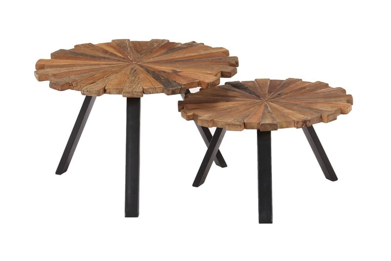 Soffbord 2 st massivt återvunnet trä - Brun - Möbler - Bord & matgrupper - Soffbord