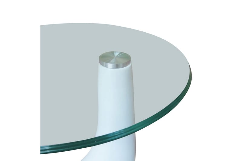 Soffbord 2 st med rund bordsskiva glas högglans vit - Vit - Möbler - Bord & matgrupper - Soffbord