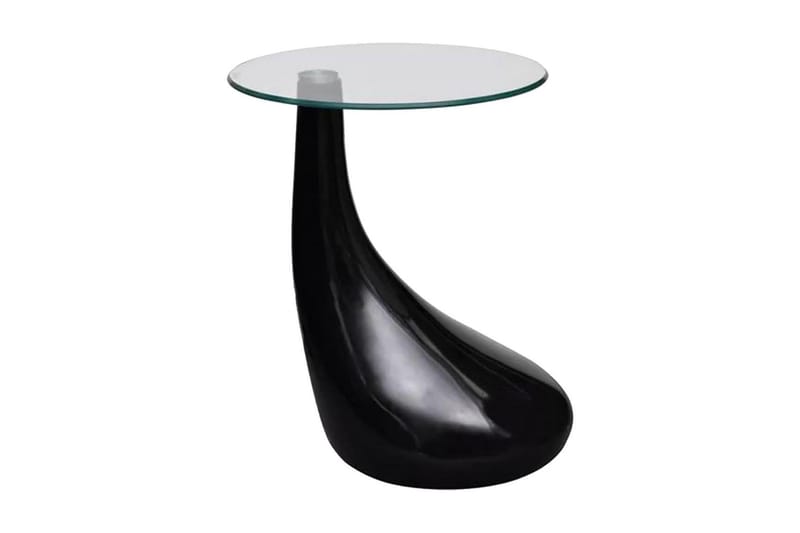 Soffbord 2 st med rund bordsskiva i glas högglans svart