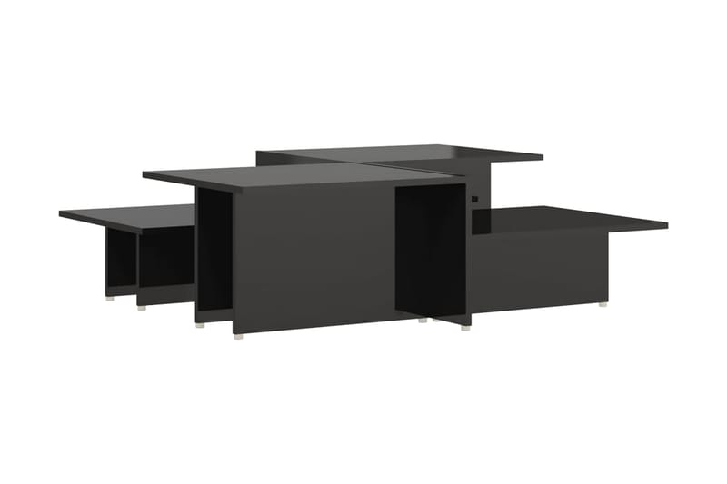 Soffbord 2 st svart högglans 111,5x50x33 cm spånskiva - Svart - Möbler - Bord & matgrupper - Avlastningsbord - Satsbord