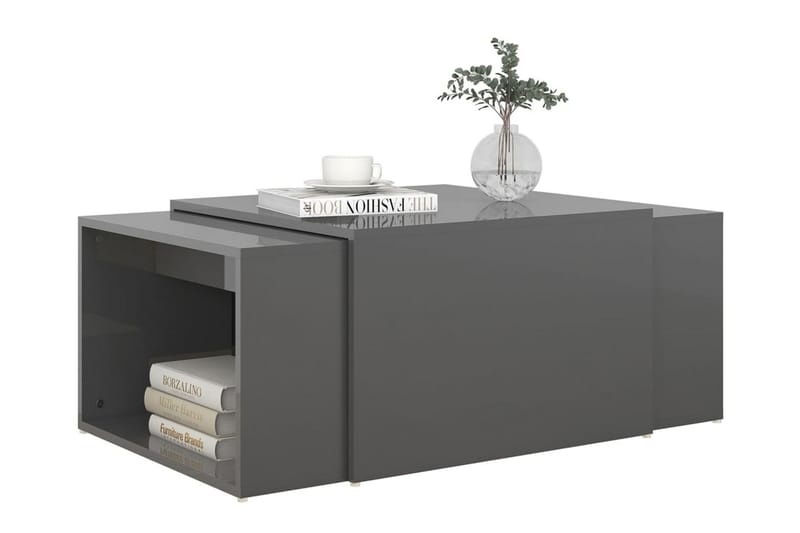 Soffbord 3 delar grå högglans 60x60x30 cm - Grå - Möbler - Bord & matgrupper - Soffbord
