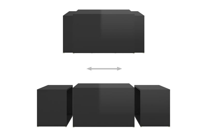 Soffbord 3 delar svart högglans 60x60x30 cm - Svart - Möbler - Bord & matgrupper - Soffbord