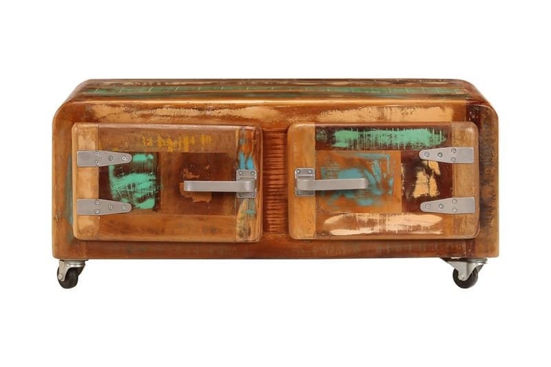 Soffbord 85x55x40 cm massivt återvunnet trä - Flerfärgad - Möbler - Bord & matgrupper - Soffbord - Soffbord med hjul