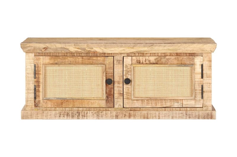 Soffbord 90x50x35 cm massivt mangoträ och naturlig rotting - Brun - Möbler - Bord & matgrupper - Soffbord