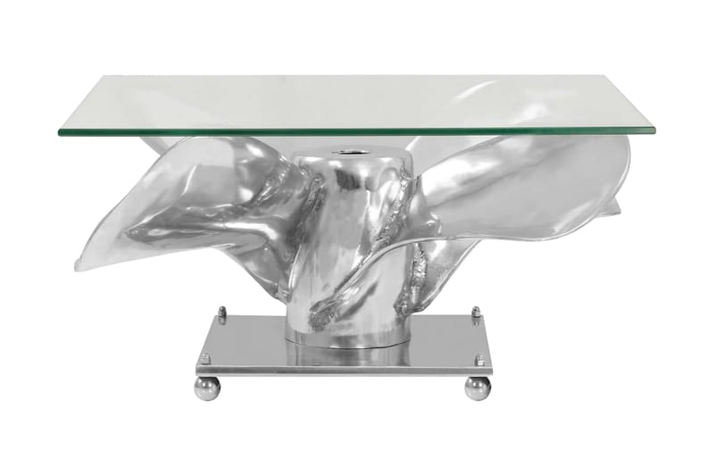 Soffbord aluminium och härdat glas 60x60x30 cm silver - Silver - Möbler - Bord & matgrupper - Soffbord