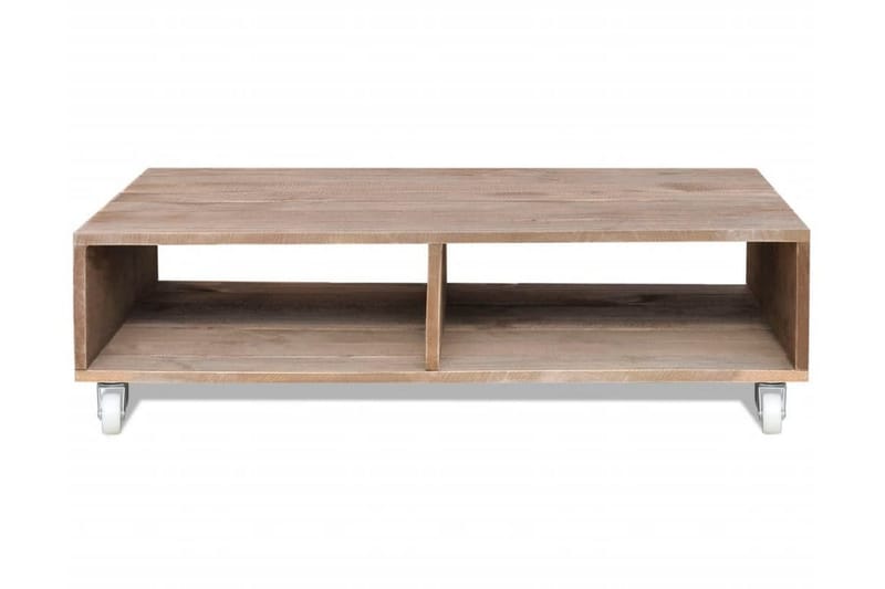 Soffbord brun massivt trä - Brun - Möbler - Bord & matgrupper - Soffbord - Soffbord med hjul