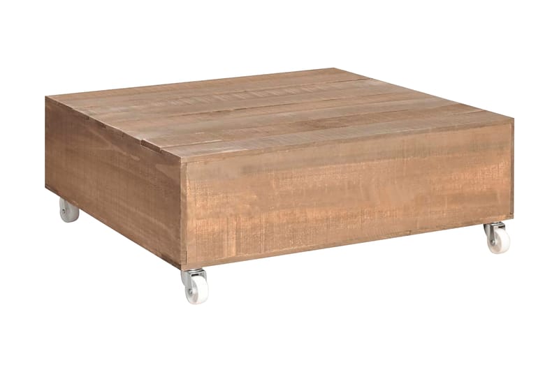 Soffbord brun massivt trä - Brun - Möbler - Bord & matgrupper - Soffbord - Soffbord med hjul