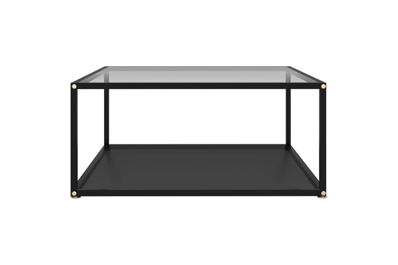 Soffbord genomskinligt och svart 80x80x35 cm härdat glas