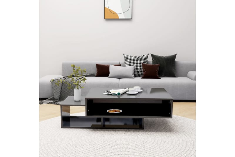 Soffbord grå högglans 105x55x32 cm spånskiva - Grå - Möbler - Bord & matgrupper - Soffbord