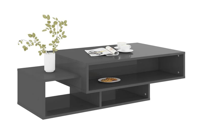 Soffbord grå högglans 105x55x32 cm spånskiva - Grå - Möbler - Bord & matgrupper - Soffbord