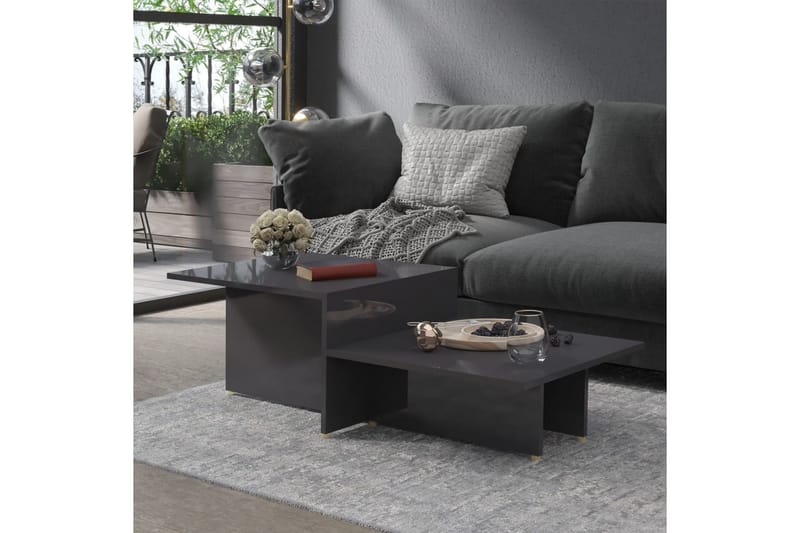 Soffbord grå högglans 111,5x50x33 cm spånskiva - Grå - Möbler - Bord & matgrupper - Soffbord