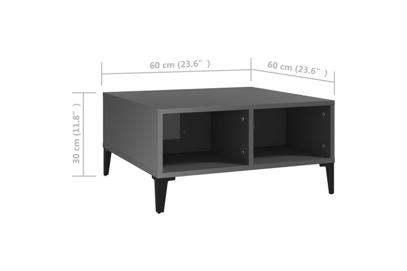 Soffbord grå högglans 60x60x30 cm spånskiva - Grå - Möbler - Bord & matgrupper - Soffbord