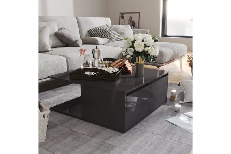 Soffbord grå högglans 80x80x31 cm spånskiva - Grå - Möbler - Bord & matgrupper - Soffbord