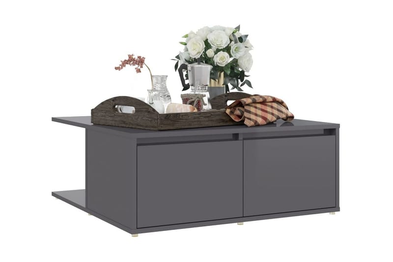Soffbord grå högglans 80x80x31 cm spånskiva - Grå - Möbler - Bord & matgrupper - Soffbord