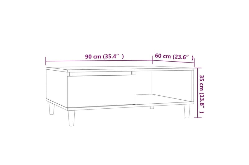 Soffbord grå sonoma 90x60x35 cm spånskiva - Grå - Möbler - Bord & matgrupper - Soffbord