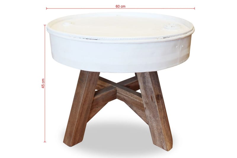 Soffbord i massivt återvunnet trä 60x45 cm vit - Vit - Möbler - Bord & matgrupper - Soffbord