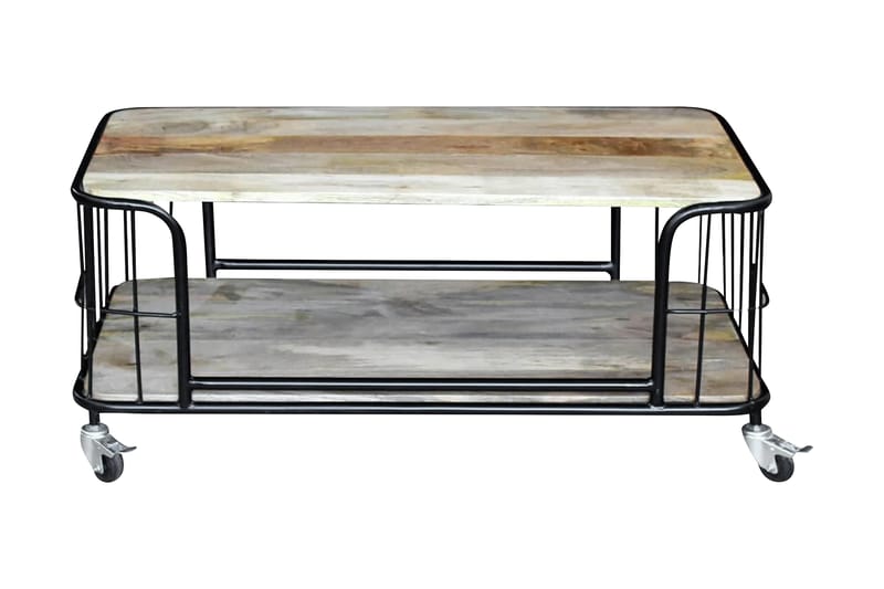 Soffbord massivt mangoträ 100x50x35 cm - Brun - Möbler - Bord & matgrupper - Soffbord - Soffbord med hjul