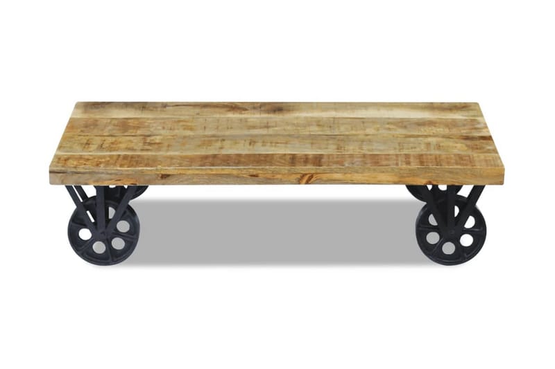 Soffbord massivt mangoträ 120x60x30 cm - Brun - Möbler - Bord & matgrupper - Soffbord - Soffbord med hjul
