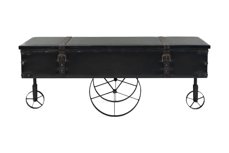 Soffbord MDF och granträ 110x55x43 cm - Svart - Möbler - Bord & matgrupper - Soffbord - Soffbord med hjul
