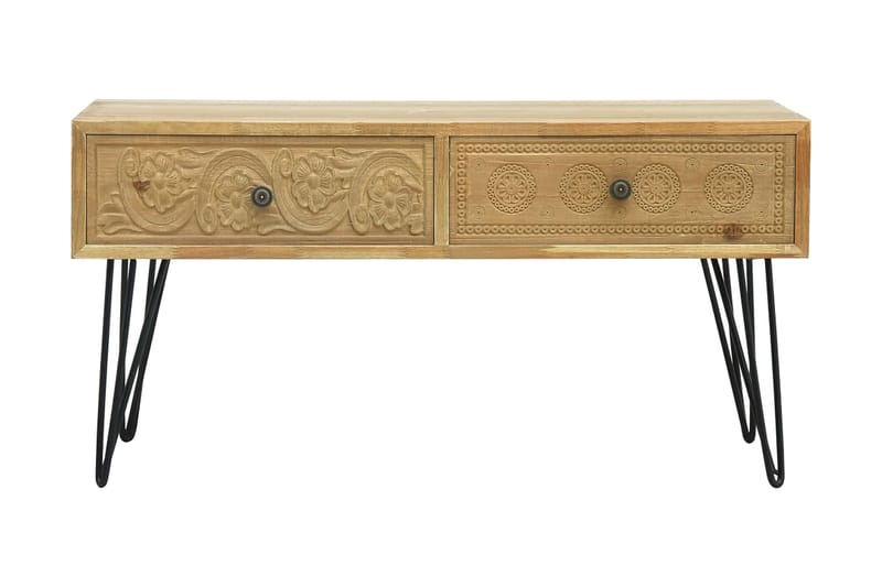 Soffbord med 2 lådor sniderier brun 80x40x40,5 cm trä - Grå - Möbler - Bord & matgrupper - Soffbord