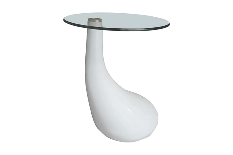 Soffbord med rund bordsskiva glas högglans vit - Vit - Möbler - Bord & matgrupper - Soffbord