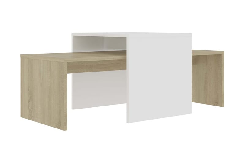 Soffbord set vit och sonoma-ek 100x48x40 cm spånskiva - Vit - Möbler - Bord & matgrupper - Avlastningsbord & sidobord - Satsbord