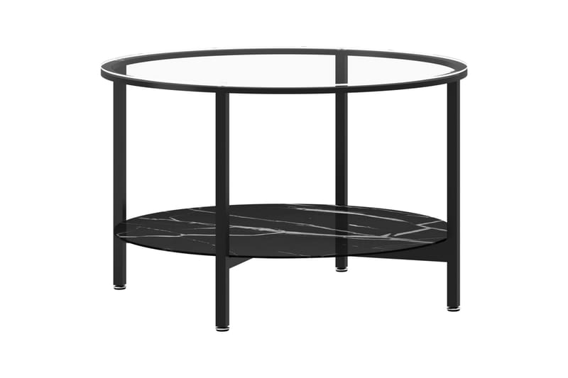 Soffbord svart och svart marmor 70 cm härdat glas - Svart - Möbler - Bord & matgrupper - Soffbord