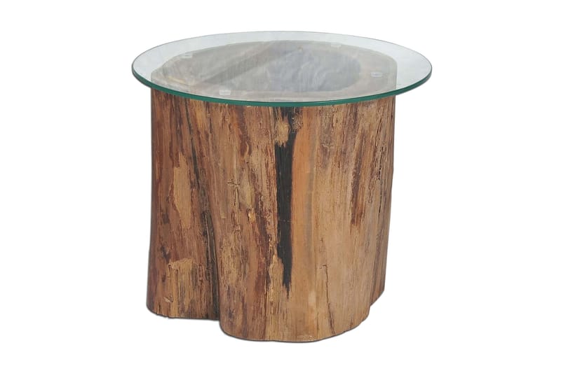 Soffbord teak glas 50x40 cm - Brun/Glas - Möbler - Bord & matgrupper - Matbord & köksbord