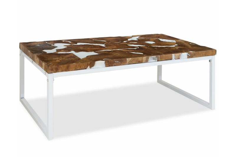 Soffbord teak och harts 110x60x40 cm - Vit - Möbler - Bord & matgrupper - Soffbord