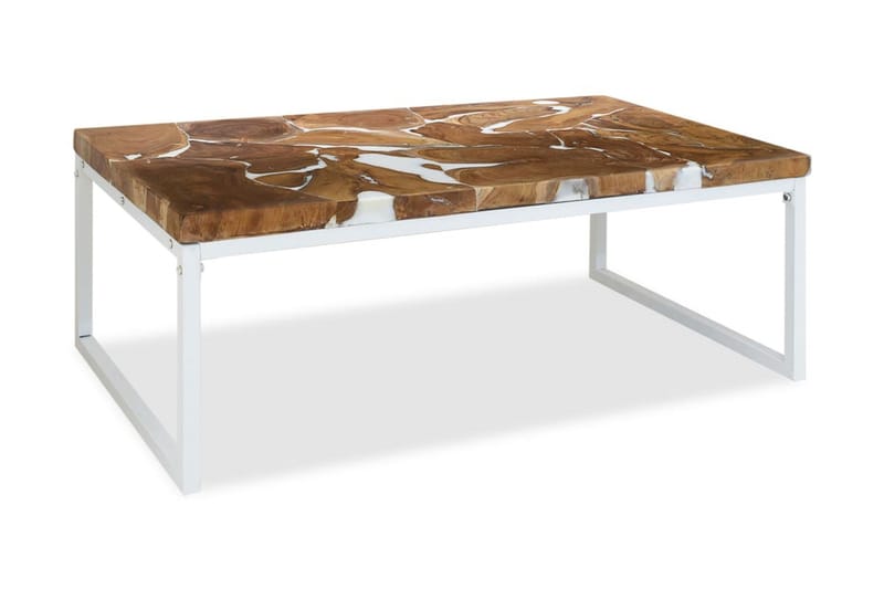 Soffbord teak och harts 110x60x40 cm - Vit - Möbler - Bord & matgrupper - Soffbord