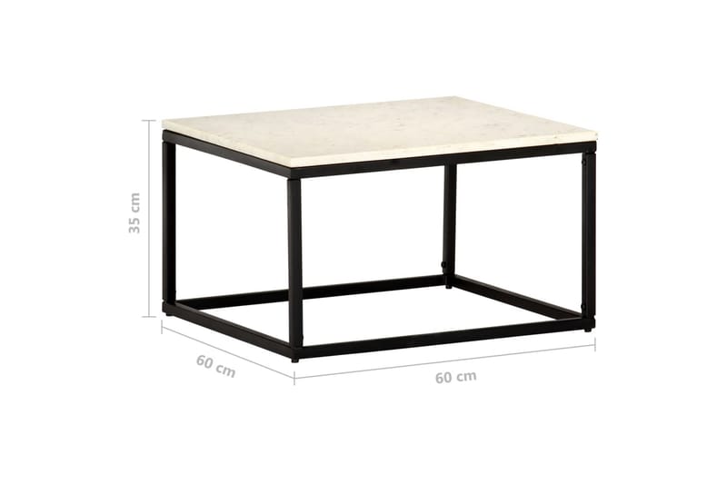 Soffbord vit 60x60x35 cm äkta sten med marmorstruktur - Vit - Möbler - Bord & matgrupper - Soffbord